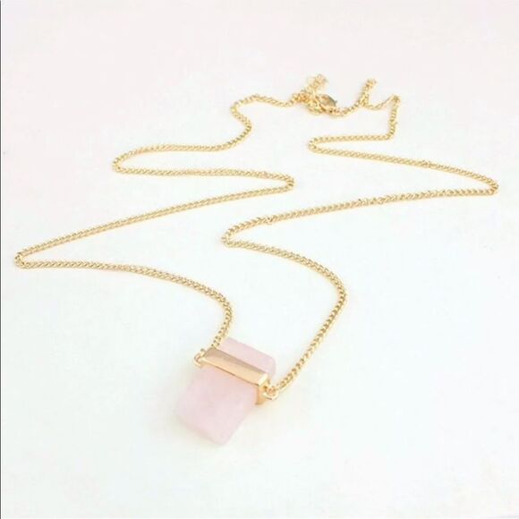 The Rose Quartz Gold Plated Long Chain With Rose Quartz pendant - Picture 5 of 9